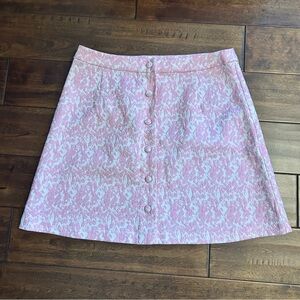 Chic A-Line Pink and White Small Patterned Skirt